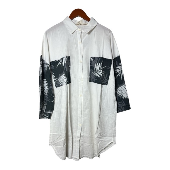 POL White and Black Patterned Women’s Button down Shirt - Picture 1 of 5
